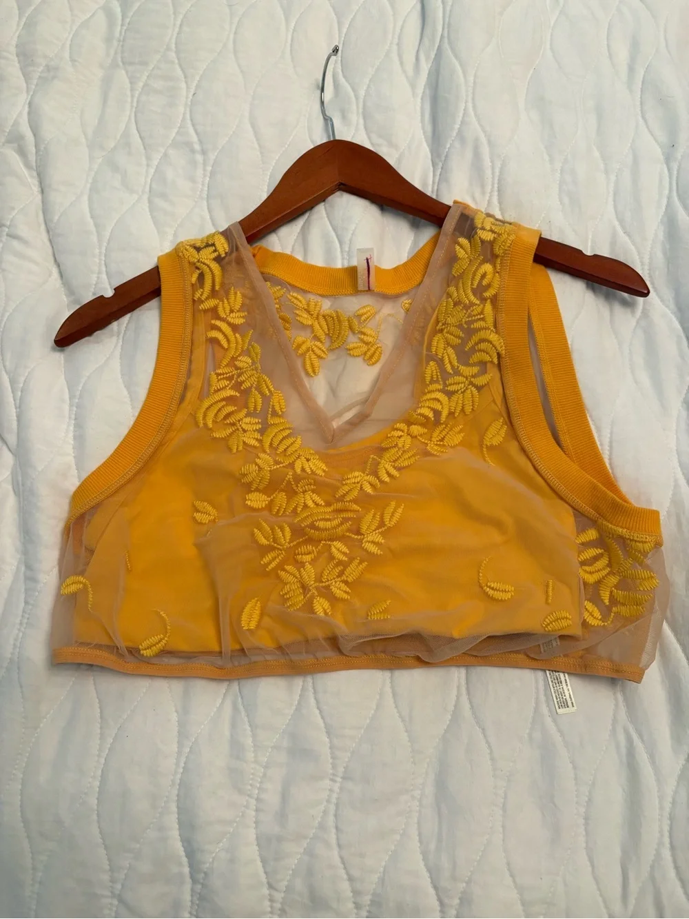 Free People movement Lace Yellow Sports Bra Size Small